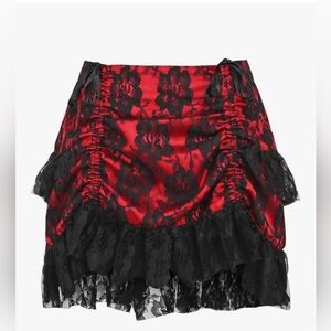 Daisy Corsets Womens Daisy Corsets Red/Black Lace Ruched Bustle Skirt